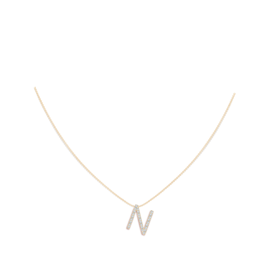 1.3mm GVS2 Prong-Set Diamond Capital "N" Initial Pendant in Yellow Gold body-neck