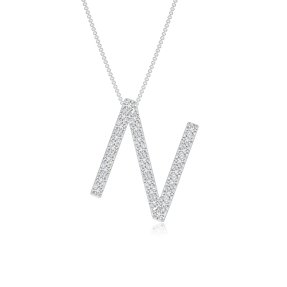 1.3mm HSI2 Prong-Set Diamond Capital "N" Initial Pendant in White Gold 