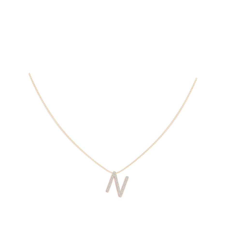 1.3mm HSI2 Prong-Set Diamond Capital "N" Initial Pendant in Yellow Gold body-neck