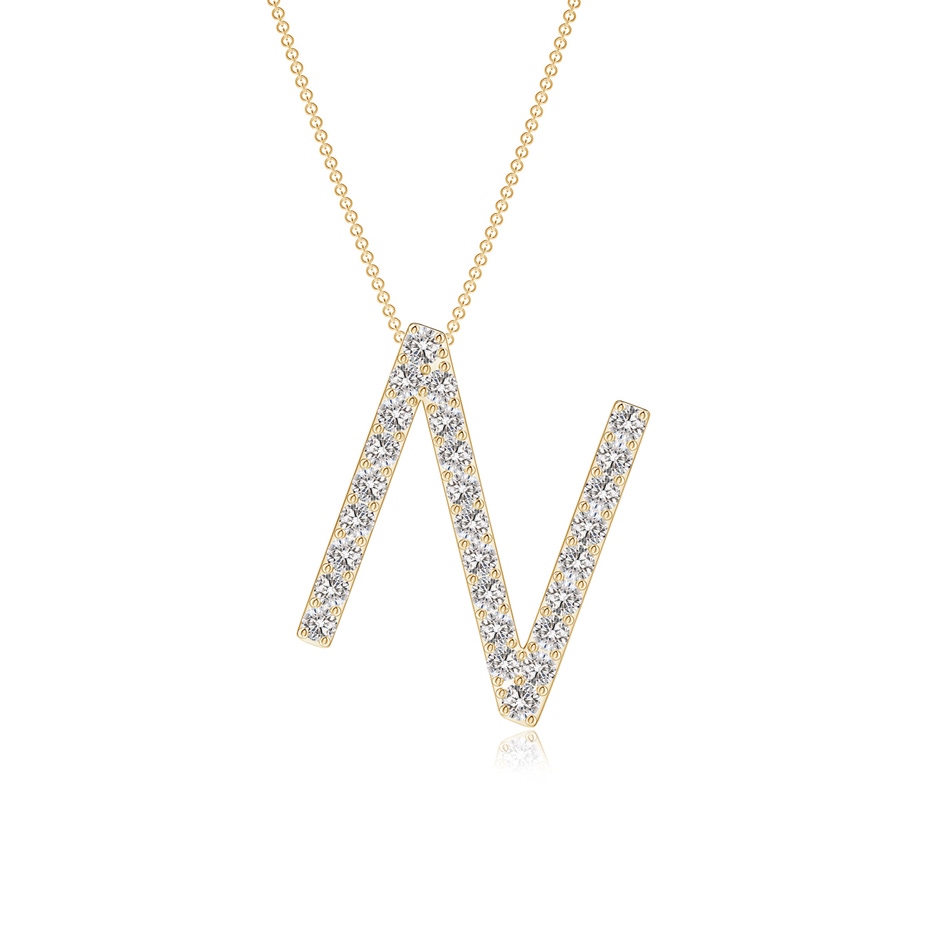 1.3mm IJI1I2 Prong-Set Diamond Capital "N" Initial Pendant in Yellow Gold 