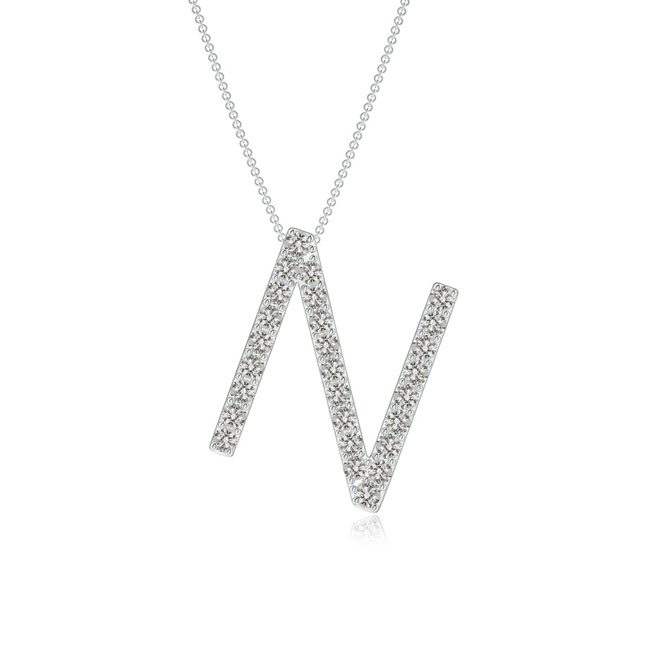 1.3mm KI3 Prong-Set Diamond Capital "N" Initial Pendant in White Gold 