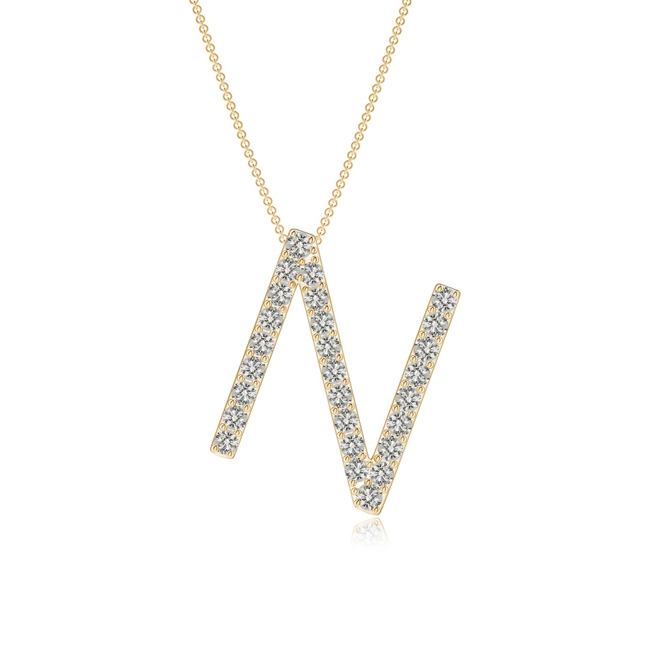 1.3mm KI3 Prong-Set Diamond Capital "N" Initial Pendant in Yellow Gold 