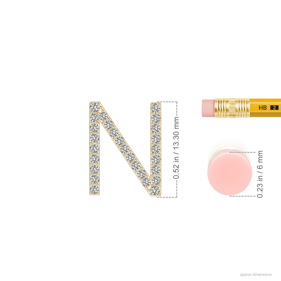 1.3mm KI3 Prong-Set Diamond Capital "N" Initial Pendant in Yellow Gold ruler