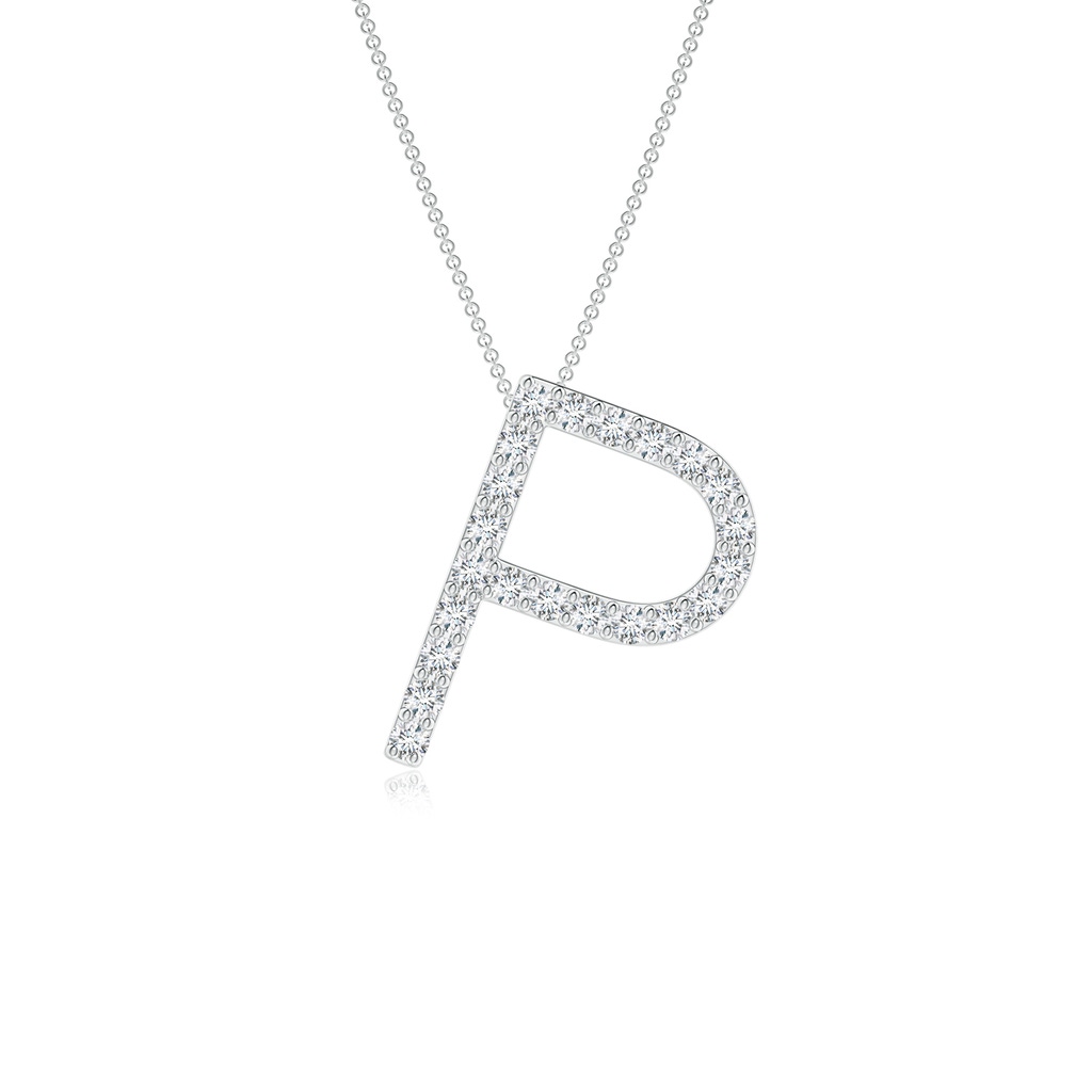 1.25mm GVS2 Prong-Set Diamond Capital "P" Initial Pendant in White Gold