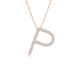 1.25mm HSI2 Prong-Set Diamond Capital "P" Initial Pendant in Rose Gold