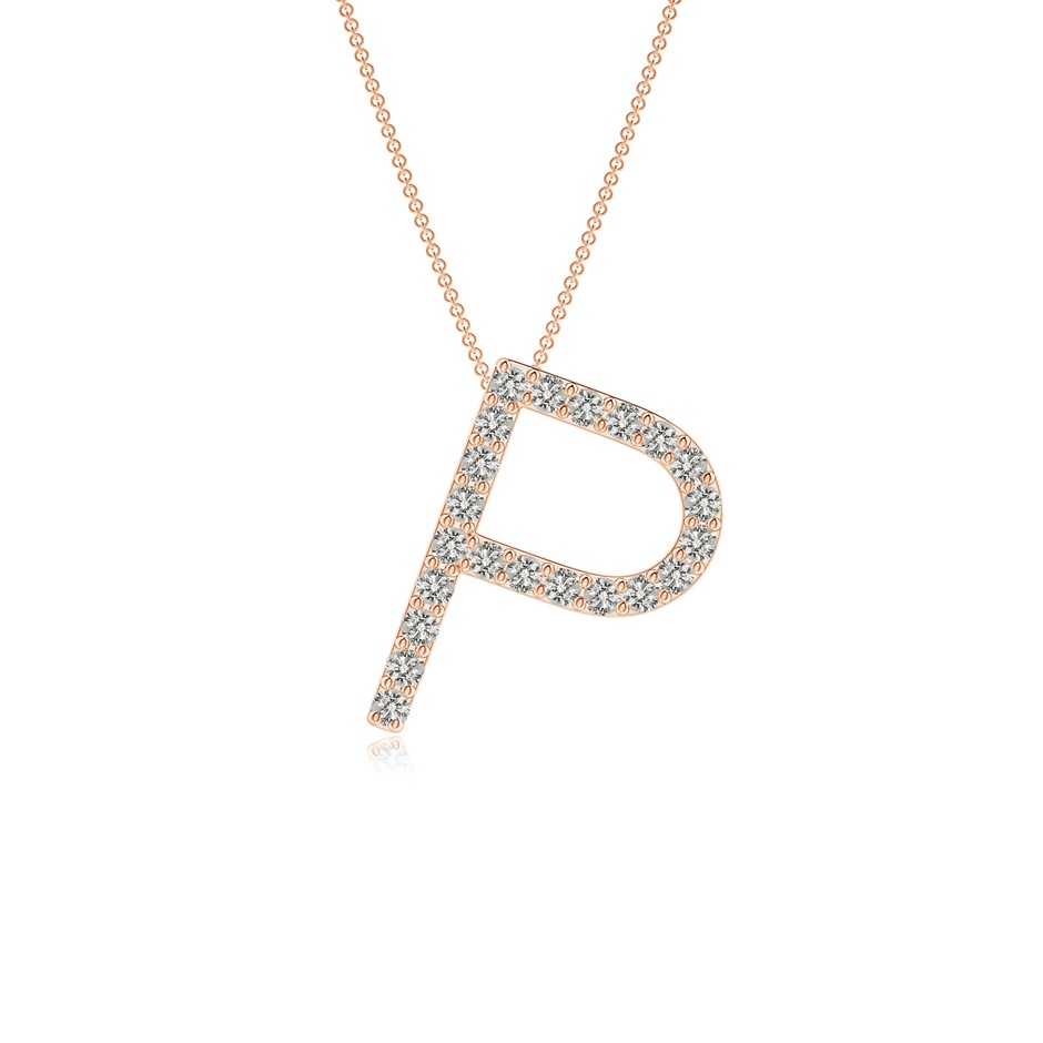 1.25mm KI3 Prong-Set Diamond Capital "P" Initial Pendant in Rose Gold 