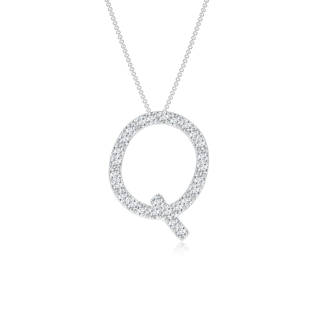 1.2mm GVS2 Prong-Set Diamond Capital "Q" Initial Pendant in White Gold