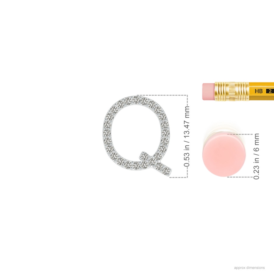 1.2mm KI3 Prong-Set Diamond Capital "Q" Initial Pendant in White Gold ruler