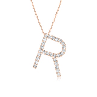 1.25mm GVS2 Prong-Set Diamond Capital "R" Initial Pendant in Rose Gold