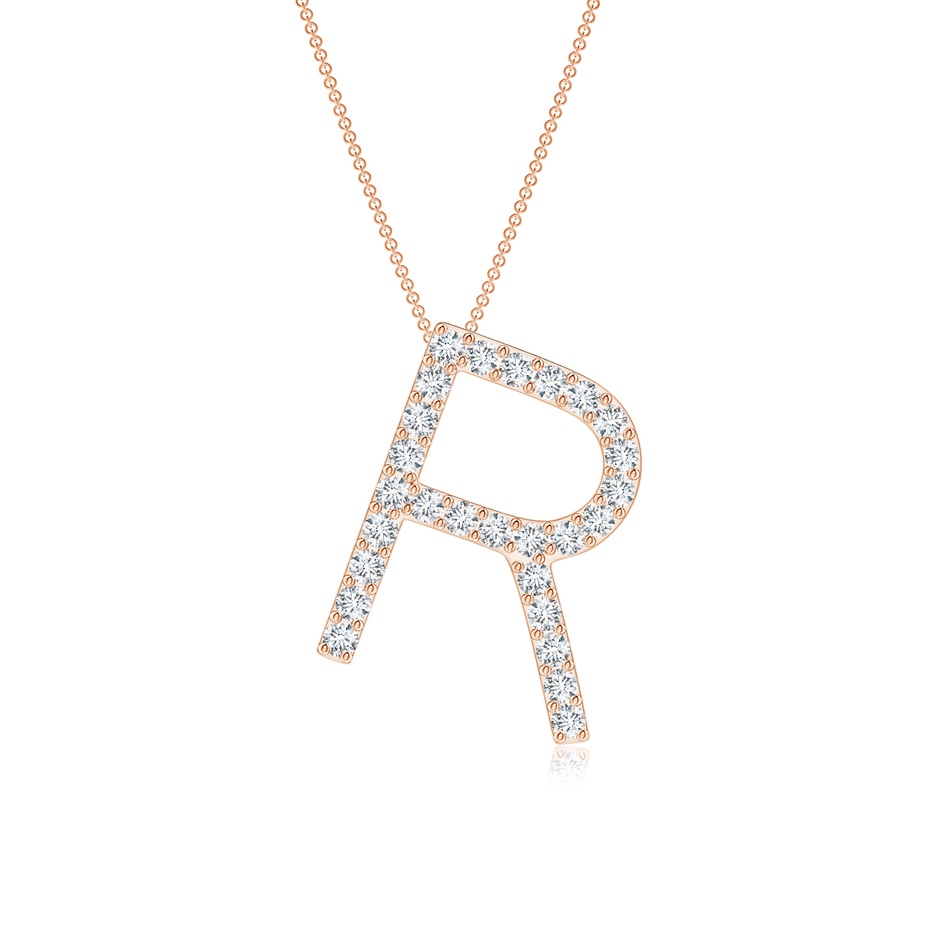 1.25mm GVS2 Prong-Set Diamond Capital "R" Initial Pendant in Rose Gold 