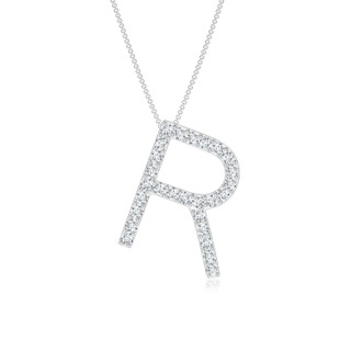 1.25mm GVS2 Prong-Set Diamond Capital "R" Initial Pendant in White Gold