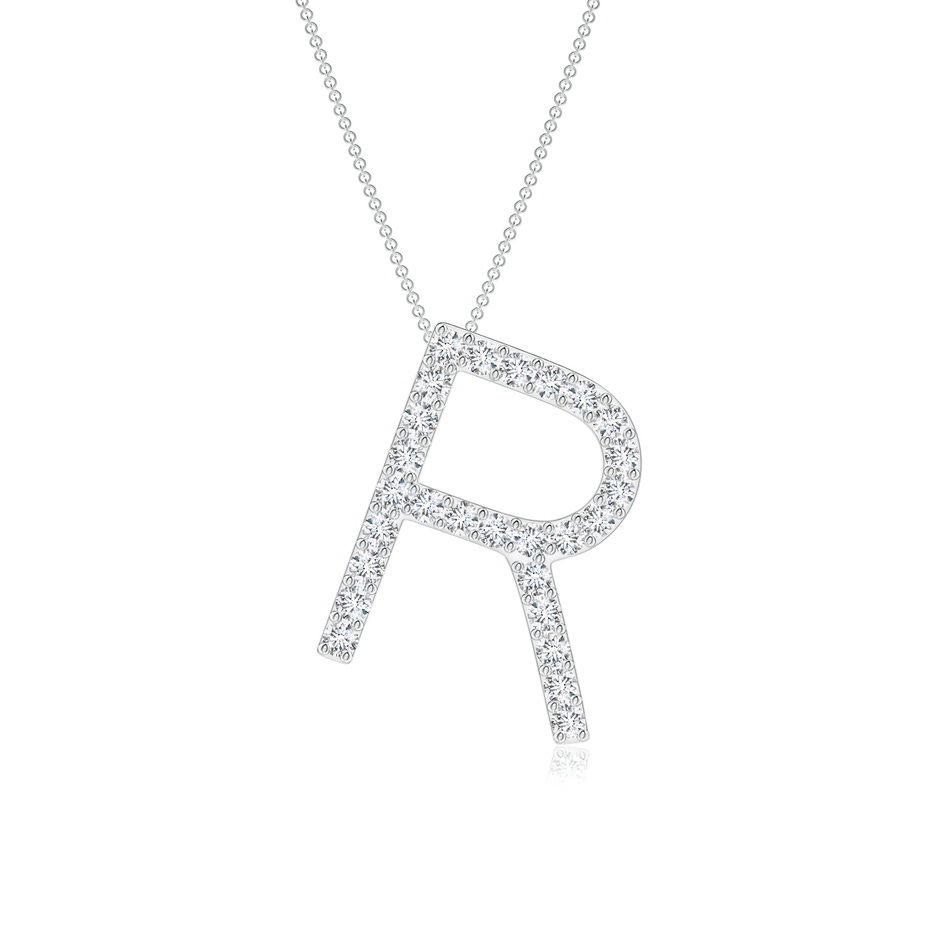 1.25mm GVS2 Prong-Set Diamond Capital "R" Initial Pendant in White Gold 
