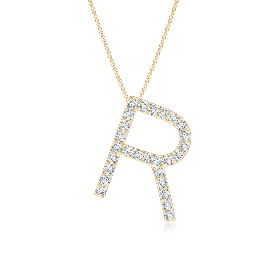 1.25mm GVS2 Prong-Set Diamond Capital "R" Initial Pendant in Yellow Gold 