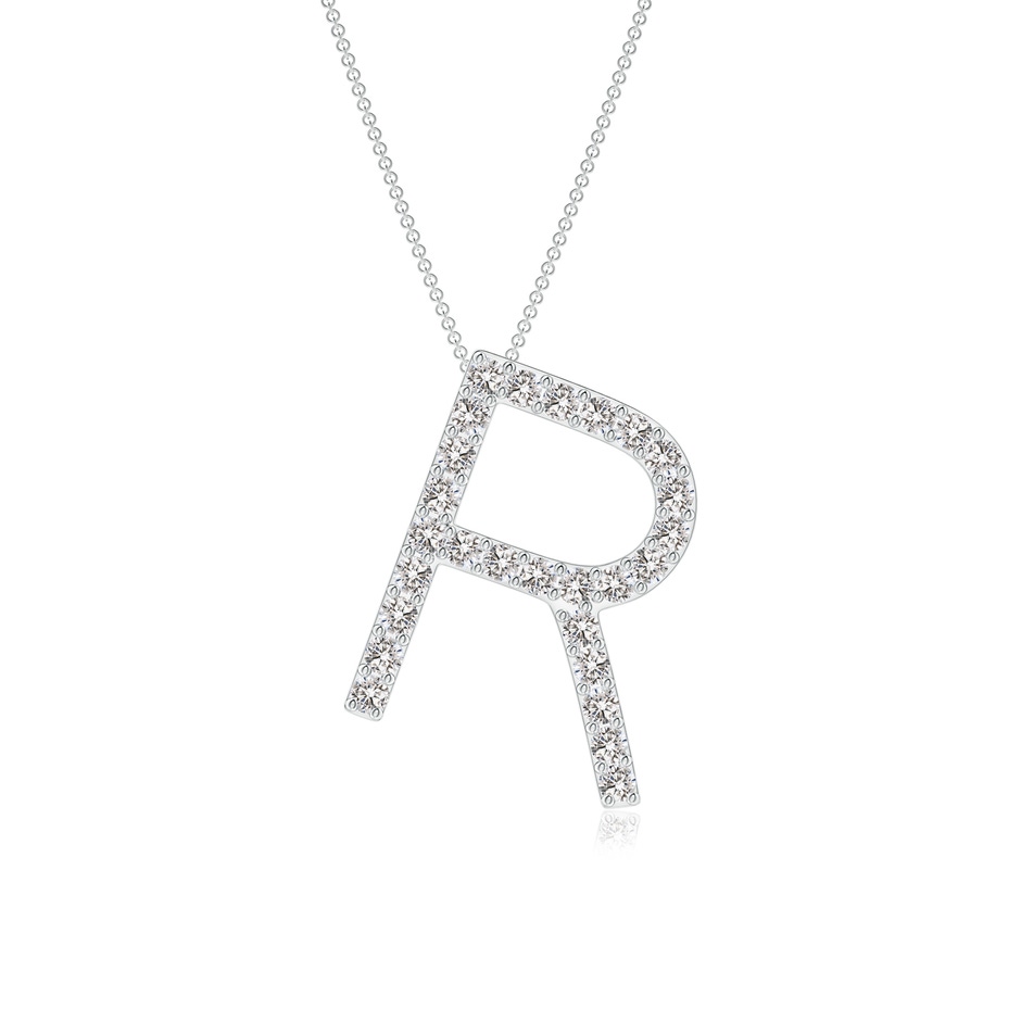 1.25mm IJI1I2 Prong-Set Diamond Capital "R" Initial Pendant in White Gold 