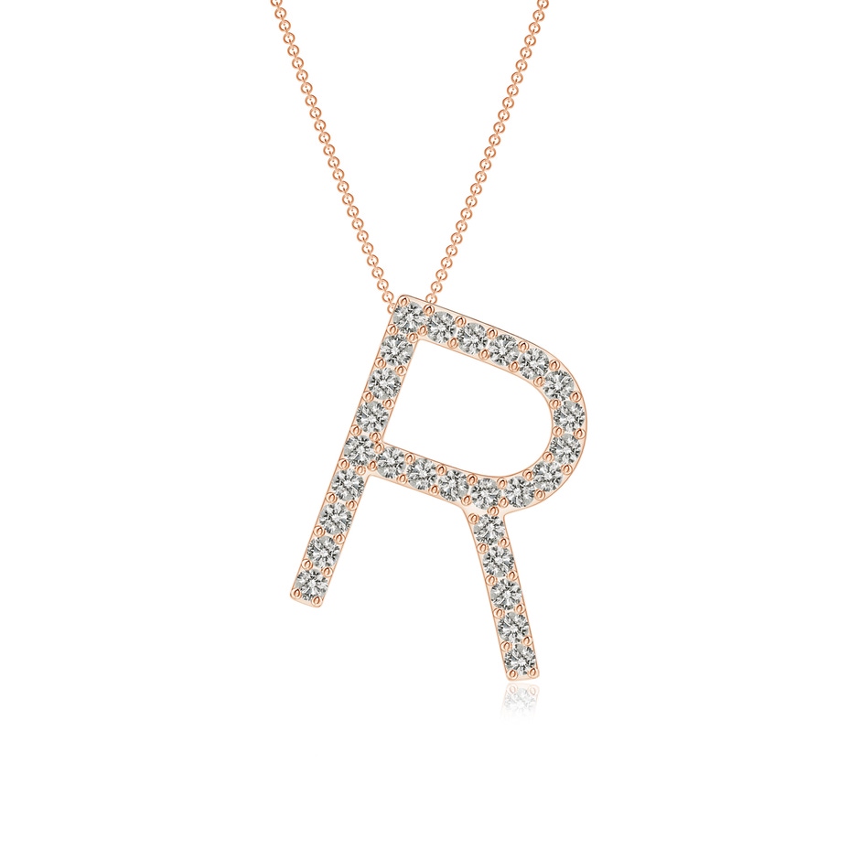 1.25mm KI3 Prong-Set Diamond Capital "R" Initial Pendant in Rose Gold 