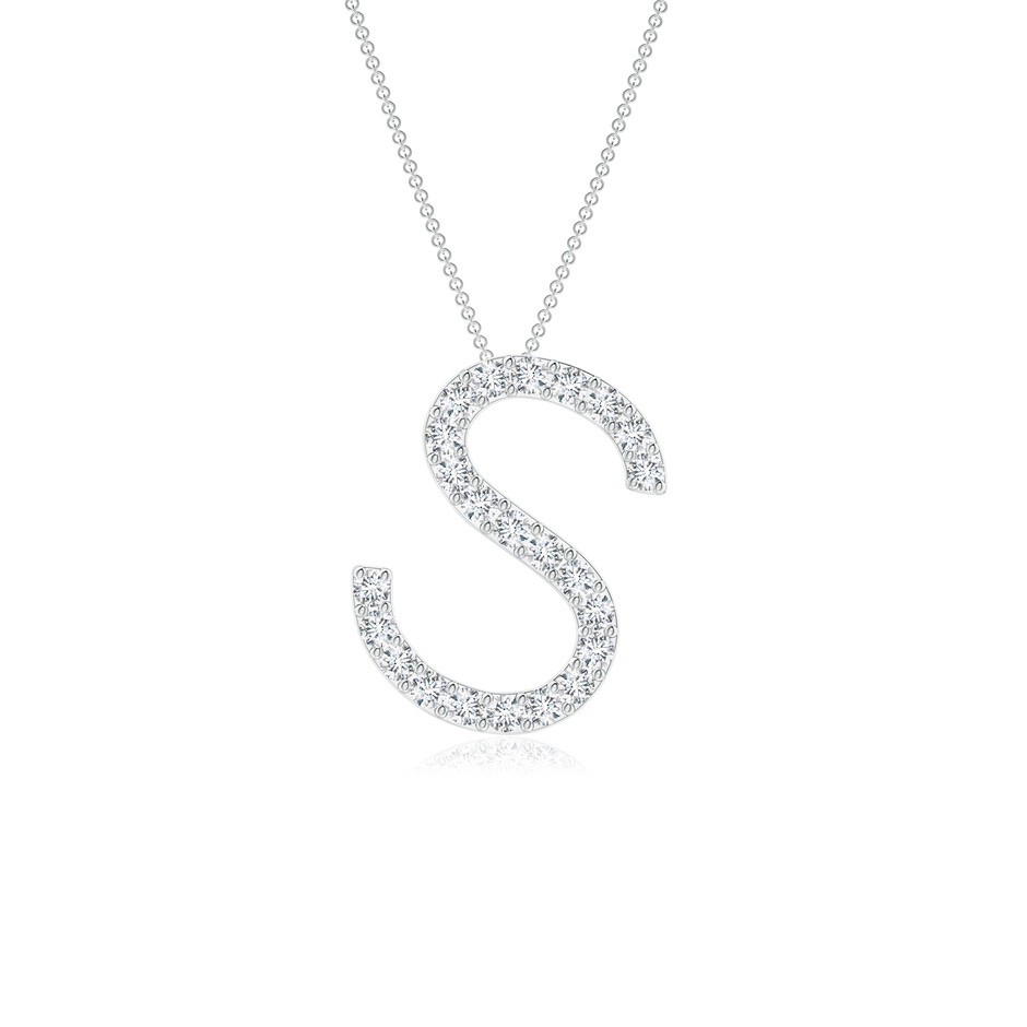 1.2mm GVS2 Prong-Set Diamond Capital "S" Initial Pendant in White Gold 