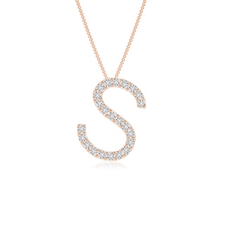 1.2mm HSI2 Prong-Set Diamond Capital "S" Initial Pendant in Rose Gold