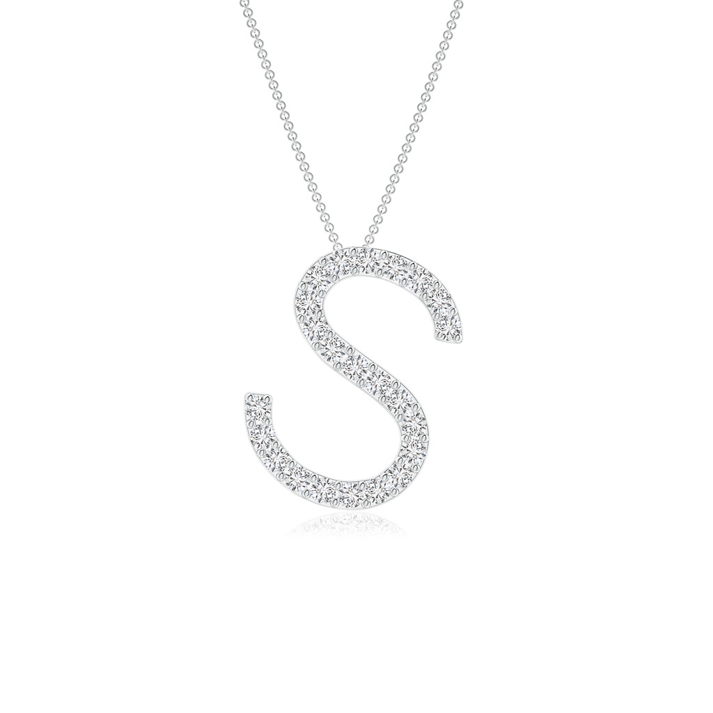 1.2mm HSI2 Prong-Set Diamond Capital "S" Initial Pendant in White Gold