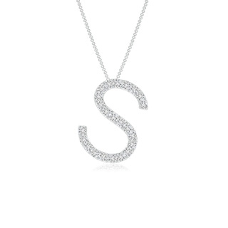 1.2mm HSI2 Prong-Set Diamond Capital "S" Initial Pendant in White Gold