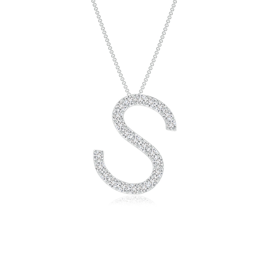 1.2mm HSI2 Prong-Set Diamond Capital "S" Initial Pendant in White Gold 