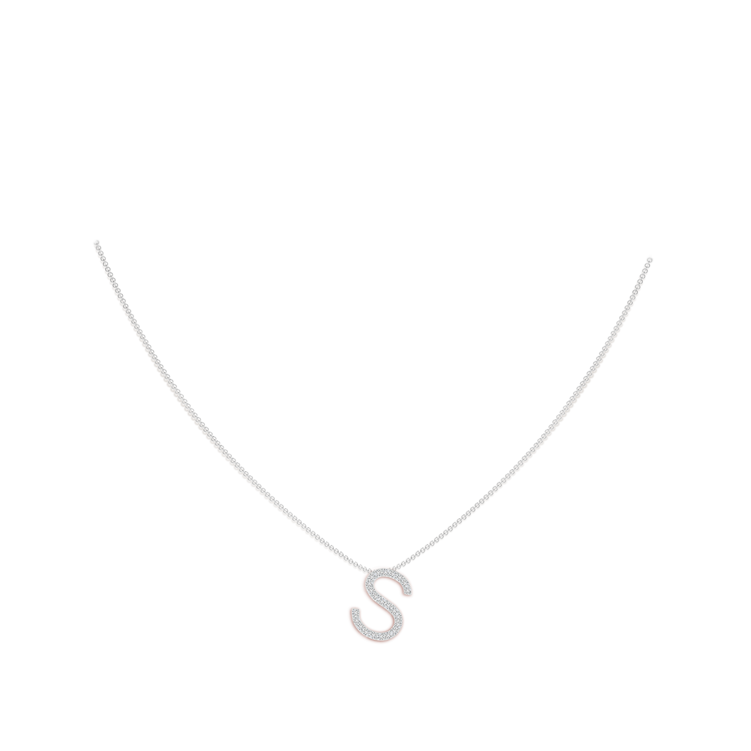 1.2mm HSI2 Prong-Set Diamond Capital "S" Initial Pendant in White Gold - body_neck