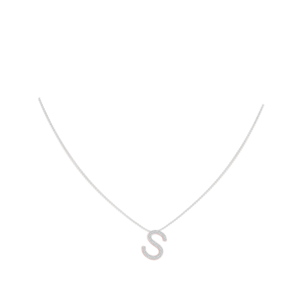 1.2mm HSI2 Prong-Set Diamond Capital "S" Initial Pendant in White Gold Body-Neck