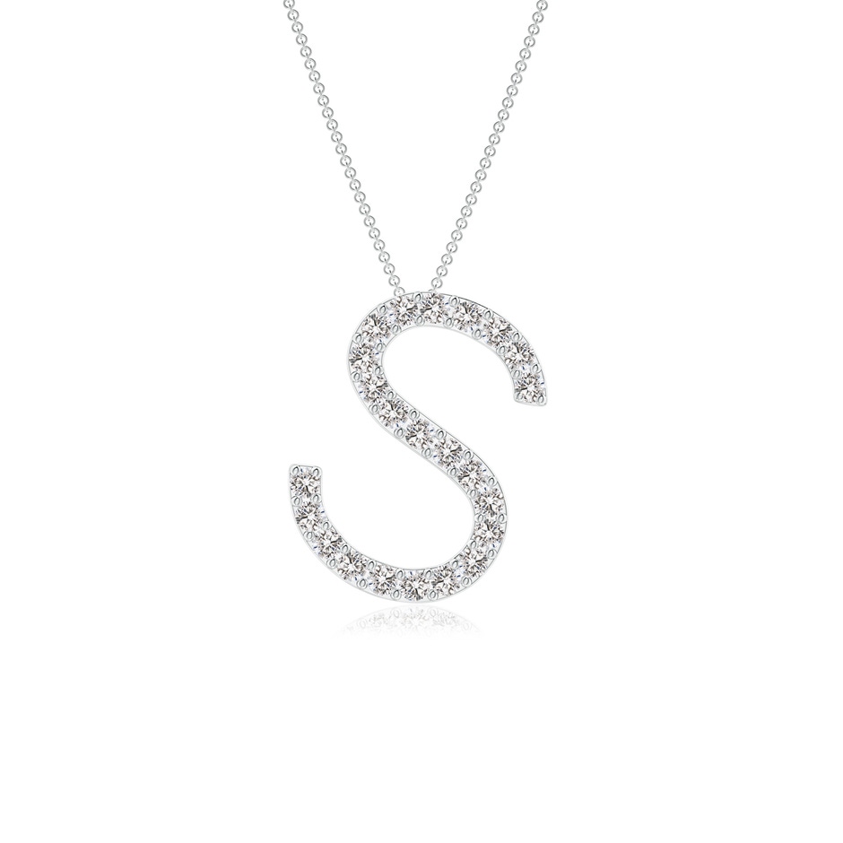 1.2mm IJI1I2 Prong-Set Diamond Capital "S" Initial Pendant in White Gold 