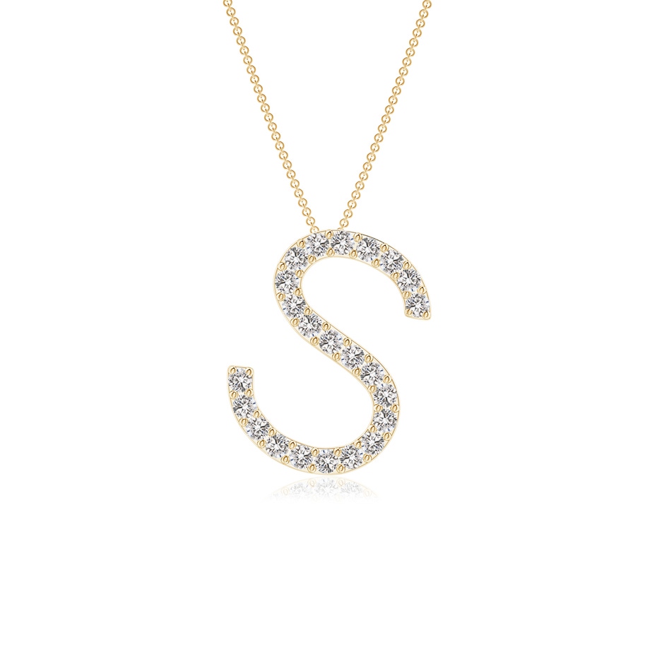 1.2mm IJI1I2 Prong-Set Diamond Capital "S" Initial Pendant in Yellow Gold 