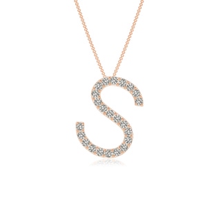 1.2mm KI3 Prong-Set Diamond Capital "S" Initial Pendant in 9K Rose Gold