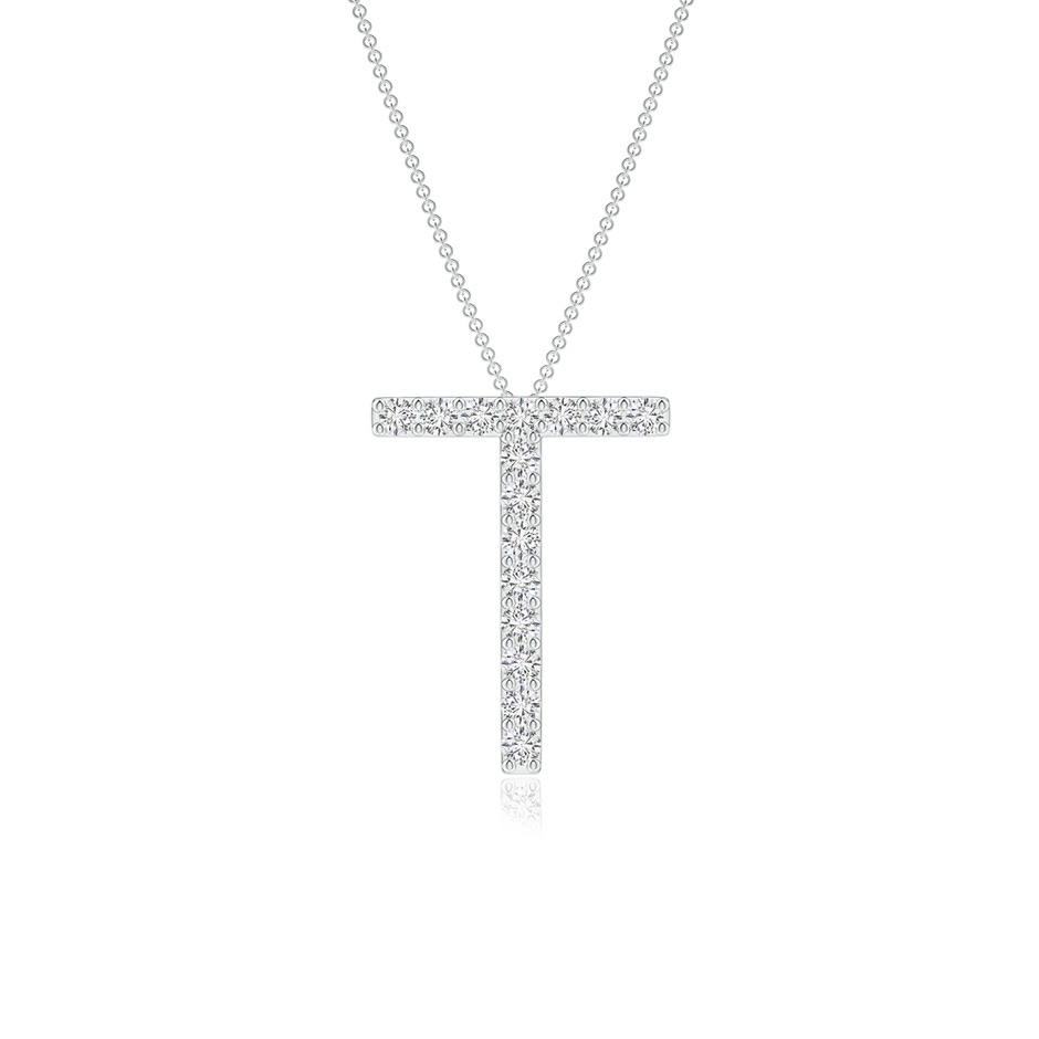 1.2mm HSI2 Prong-Set Diamond Capital "T" Initial Pendant in White Gold 