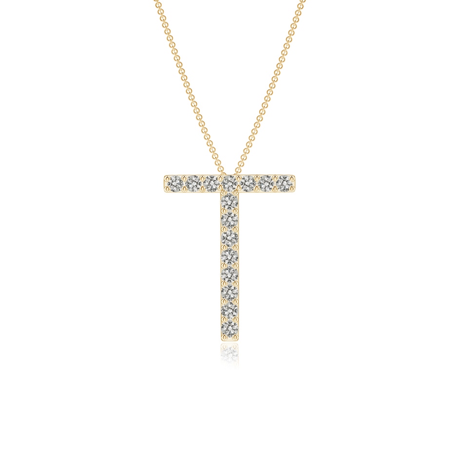 1.2mm KI3 Prong-Set Diamond Capital "T" Initial Pendant in Yellow Gold 