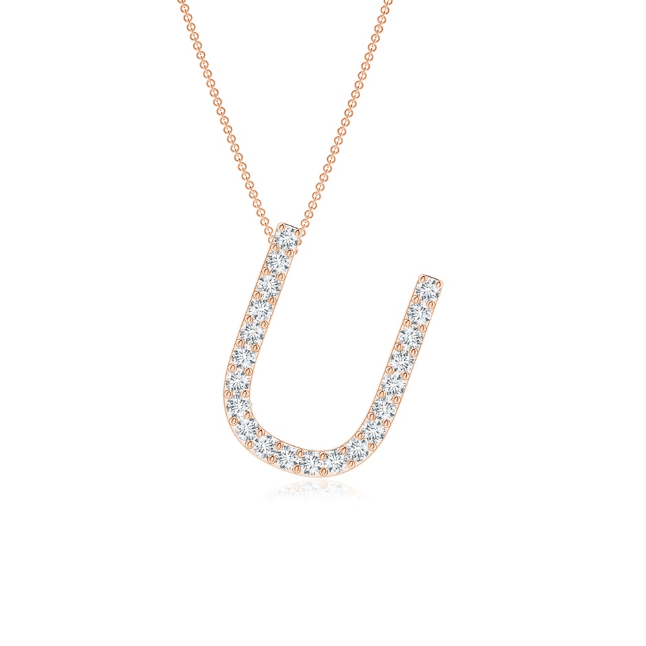 1.2mm GVS2 Prong-Set Diamond Capital "U" Initial Pendant in Rose Gold 
