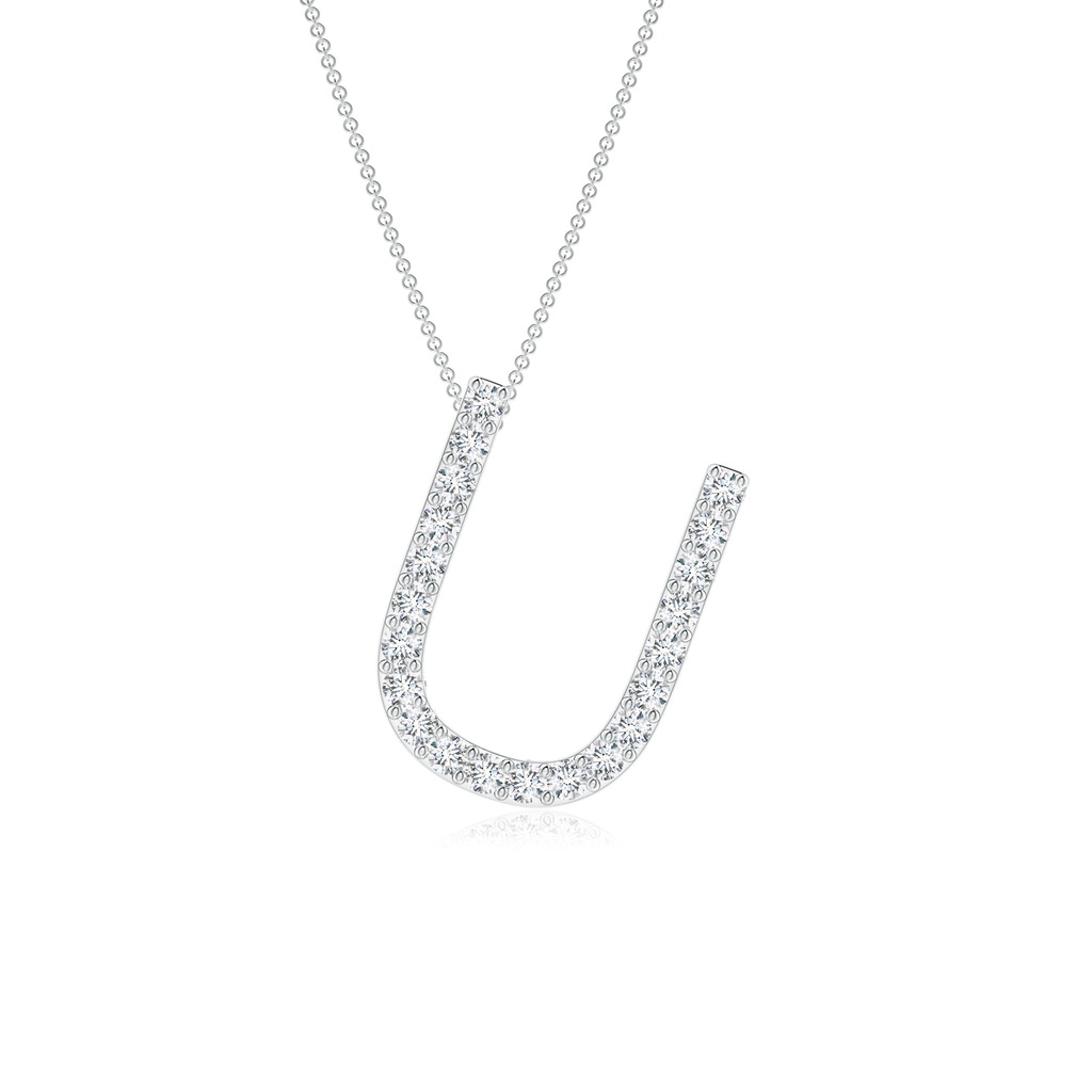 1.2mm GVS2 Prong-Set Diamond Capital "U" Initial Pendant in White Gold