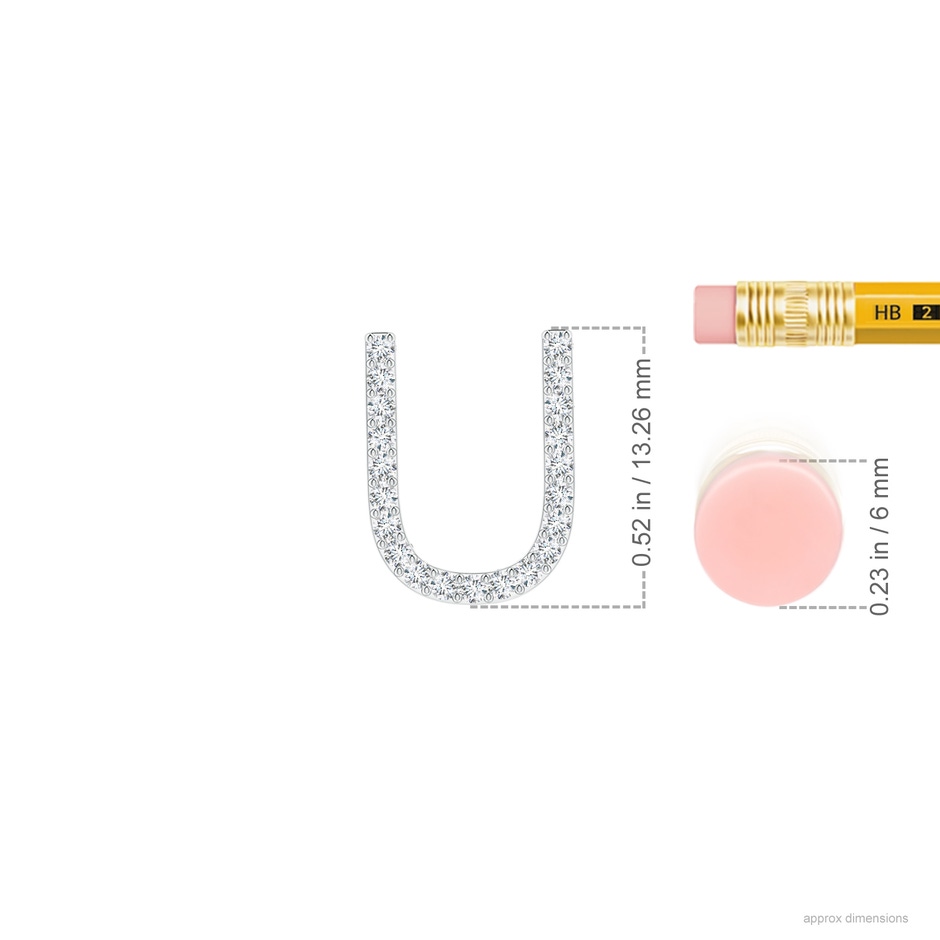 1.2mm GVS2 Prong-Set Diamond Capital "U" Initial Pendant in White Gold ruler