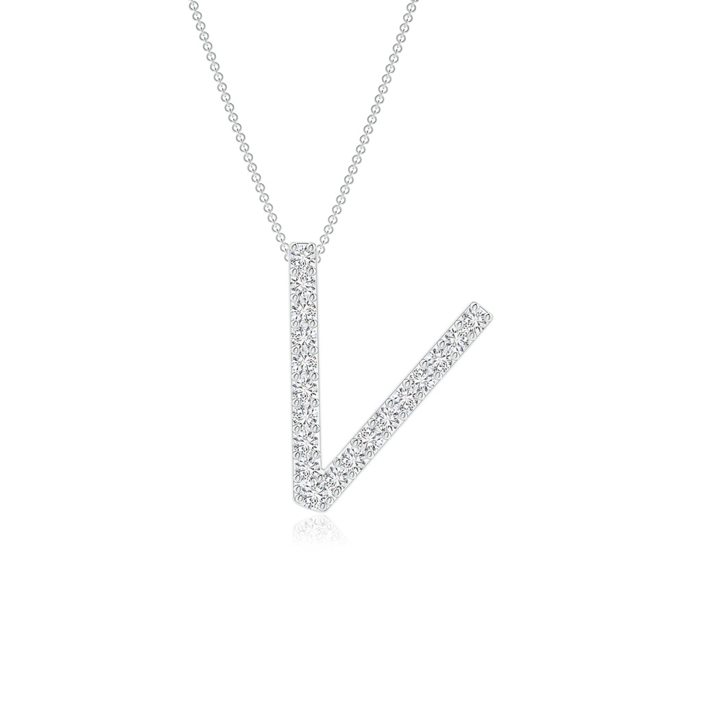 1.3mm HSI2 Prong-Set Diamond Capital "V" Initial Pendant in White Gold