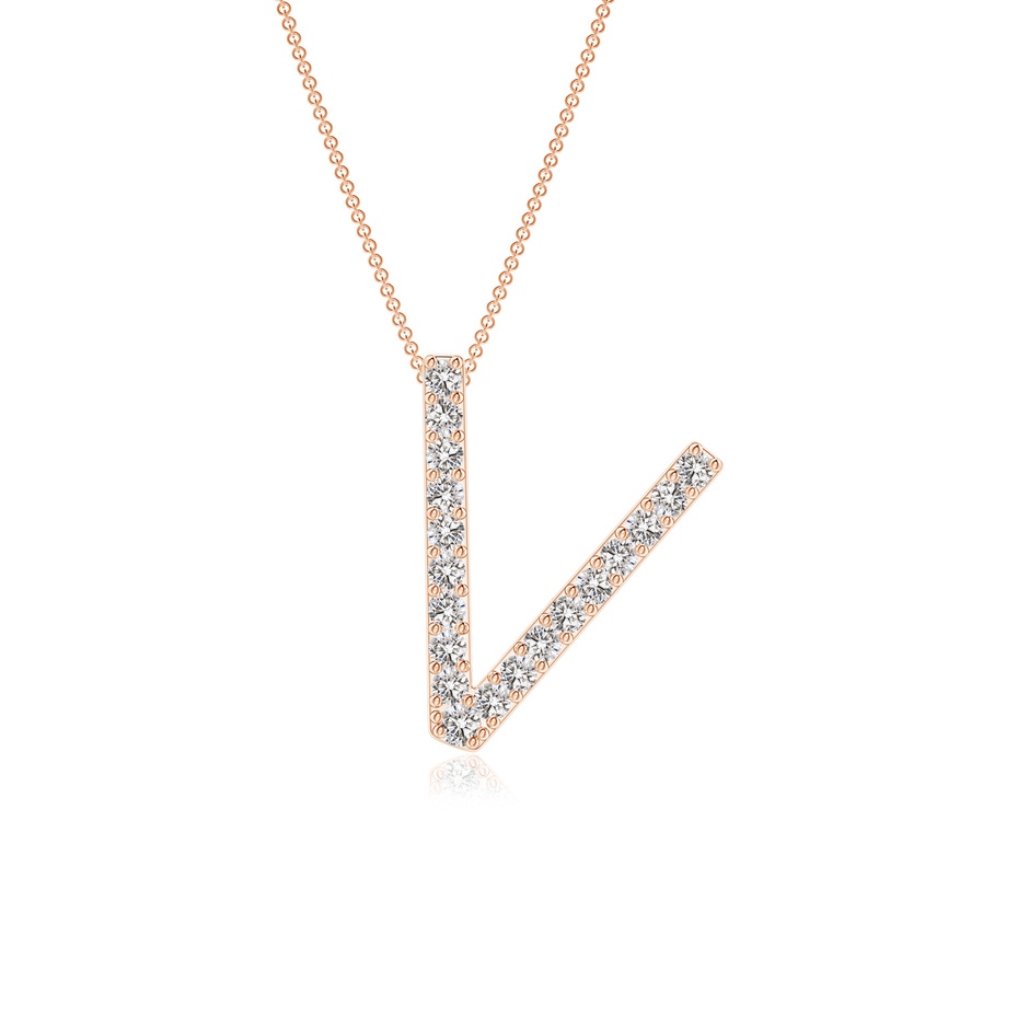 1.3mm IJI1I2 Prong-Set Diamond Capital "V" Initial Pendant in Rose Gold 