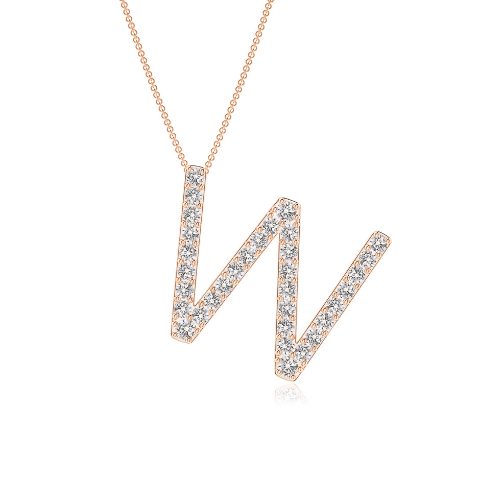 1.4mm IJI1I2 Prong-Set Diamond Capital "W" Initial Pendant in Rose Gold 