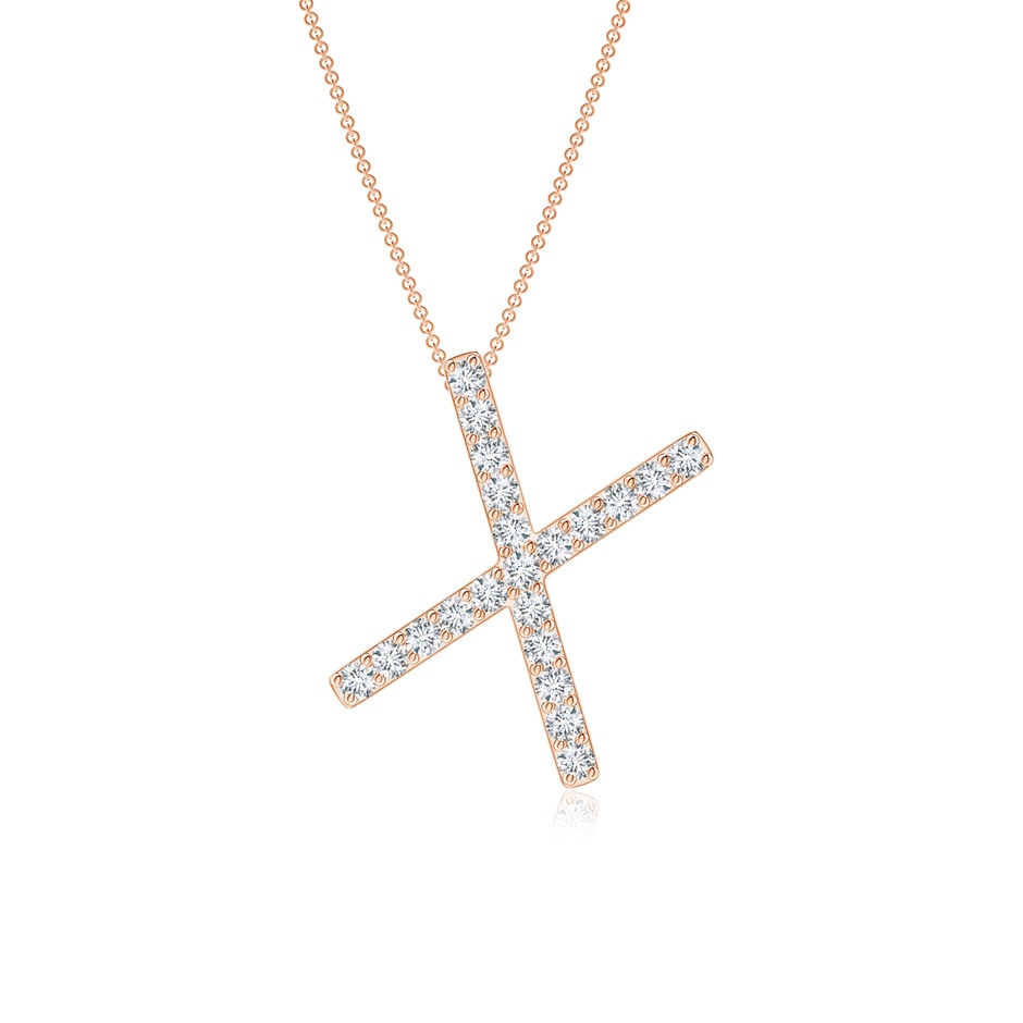 1.3mm GVS2 Prong-Set Diamond Capital "X" Initial Pendant in Rose Gold 