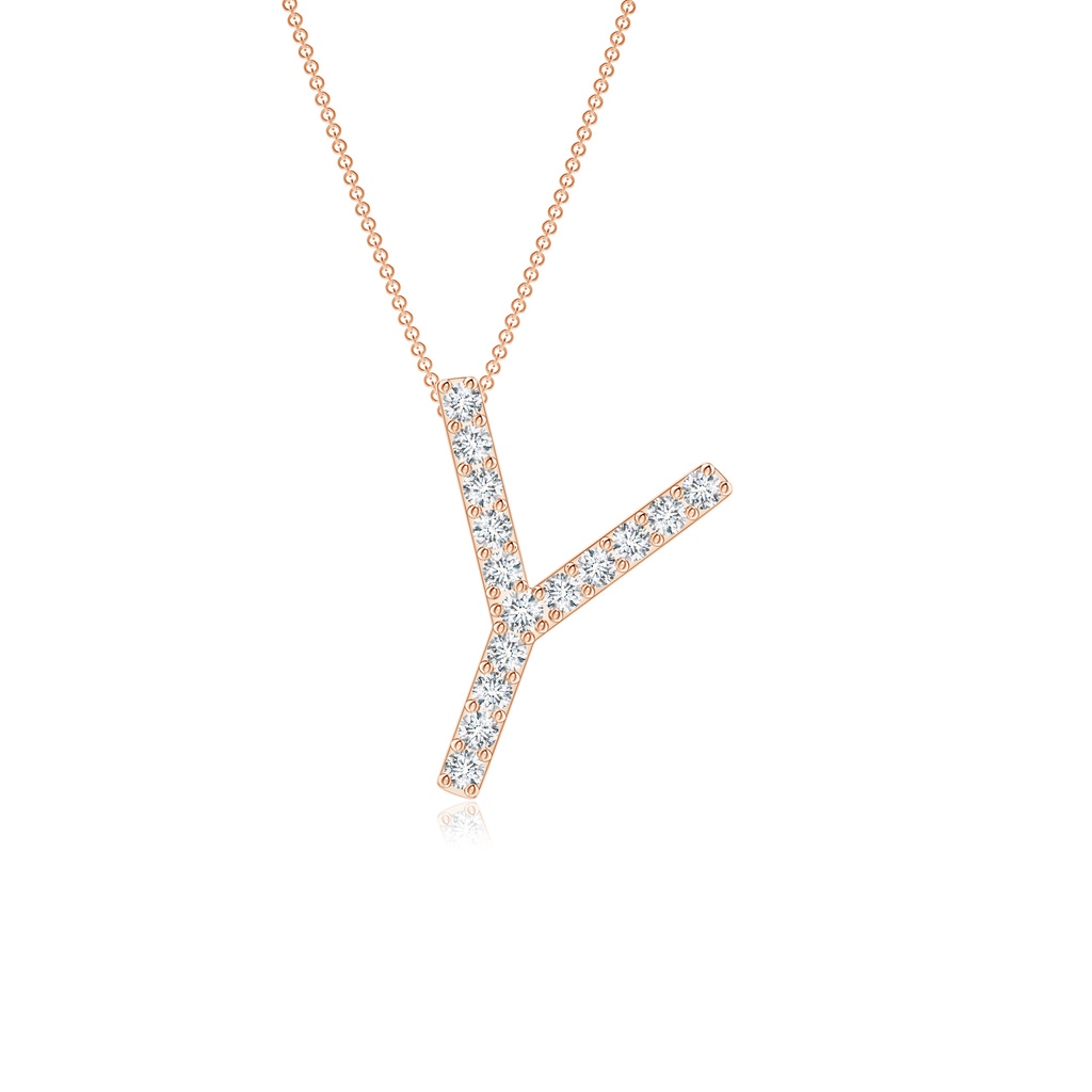 1.3mm GVS2 Prong-Set Diamond Capital "Y" Initial Pendant in Rose Gold