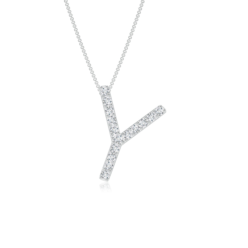 1.3mm GVS2 Prong-Set Diamond Capital "Y" Initial Pendant in White Gold