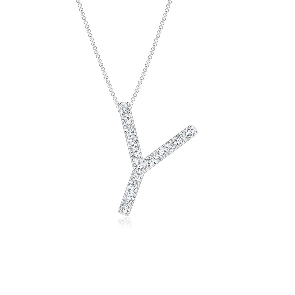 1.3mm GVS2 Prong-Set Diamond Capital "Y" Initial Pendant in White Gold 