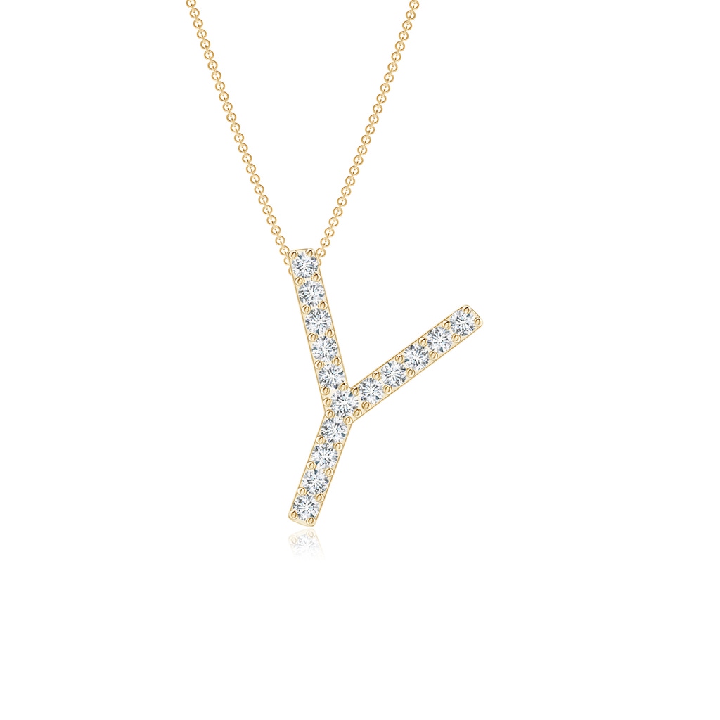 1.3mm GVS2 Prong-Set Diamond Capital "Y" Initial Pendant in Yellow Gold