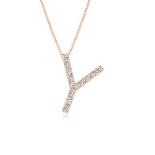 1.3mm IJI1I2 Prong-Set Diamond Capital "Y" Initial Pendant in Rose Gold