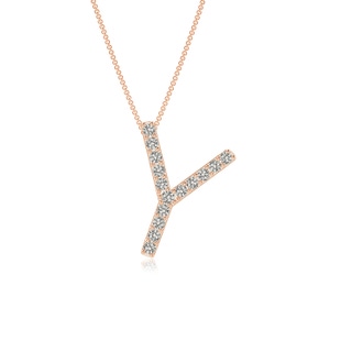1.3mm KI3 Prong-Set Diamond Capital "Y" Initial Pendant in Rose Gold