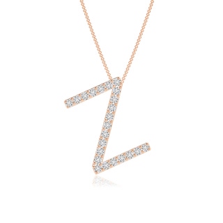 1.2mm HSI2 Prong-Set Diamond Capital "Z" Initial Pendant in Rose Gold