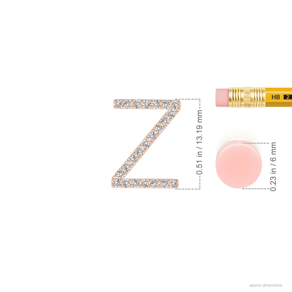1.2mm IJI1I2 Prong-Set Diamond Capital "Z" Initial Pendant in Rose Gold Ruler