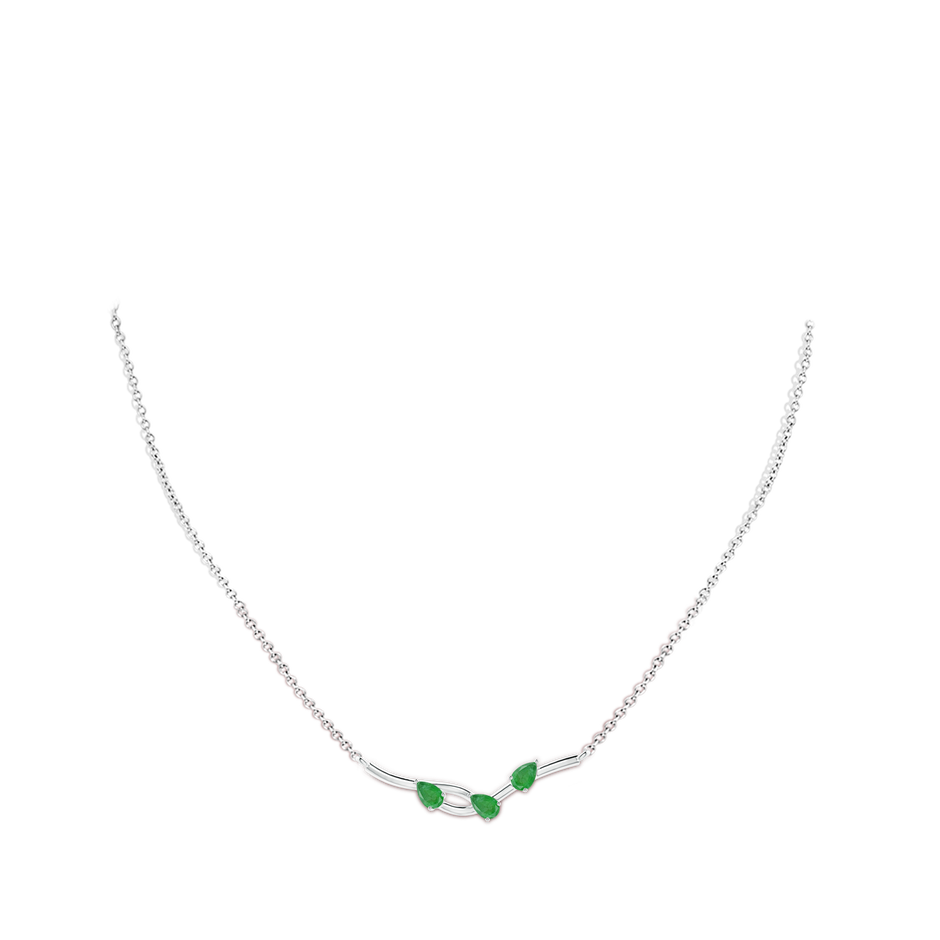 5x3mm A Pear-Shaped Emerald Tree Branch Pendant in P950 Platinum body-neck