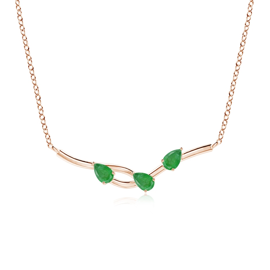 5x3mm A Pear-Shaped Emerald Tree Branch Pendant in Rose Gold 