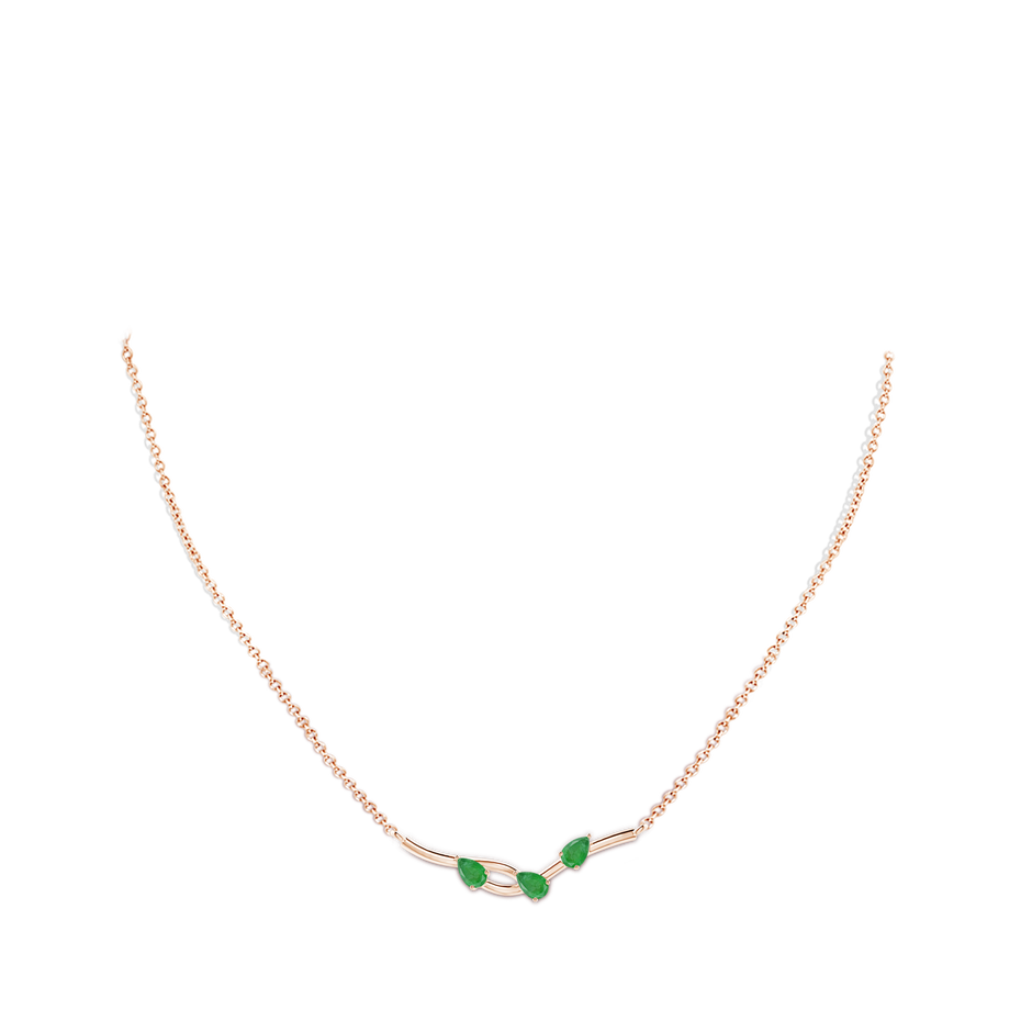 5x3mm A Pear-Shaped Emerald Tree Branch Pendant in Rose Gold body-neck