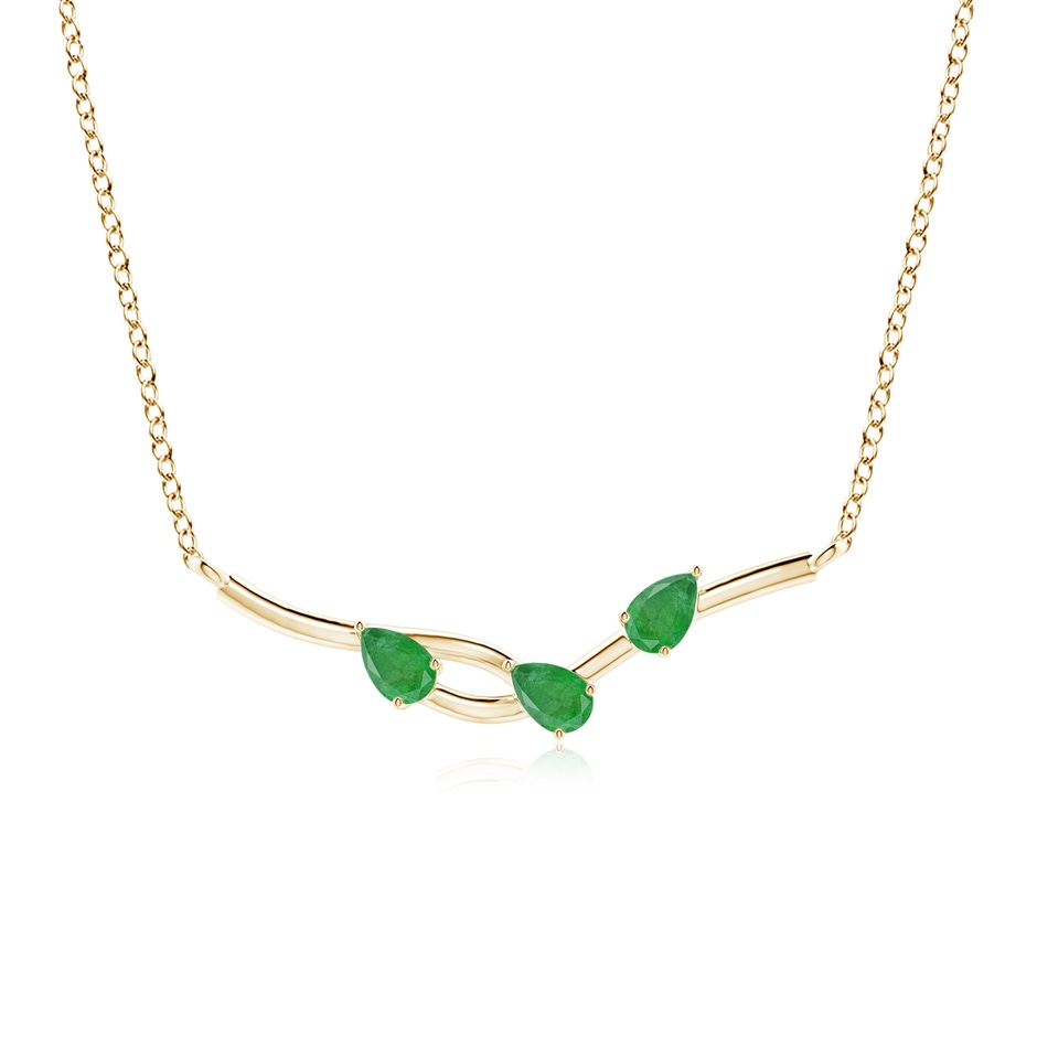 5x3mm A Pear-Shaped Emerald Tree Branch Pendant in Yellow Gold 